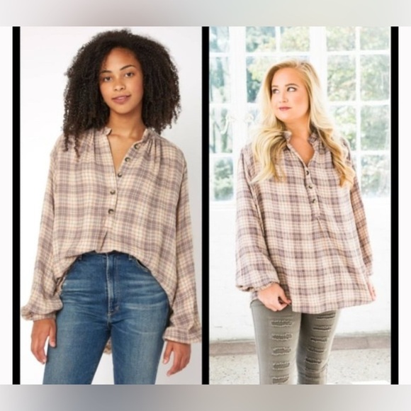 FREE PEOPLE Northern Bound Button Down Blouse EUC sz S - Picture 2 of 10